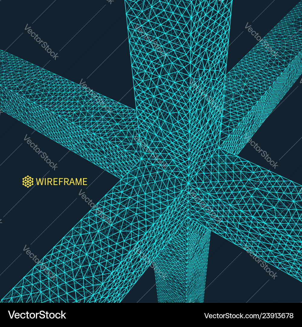 Connection structure wireframe 3d abstract Connection structure wireframe 3d abstract vector image