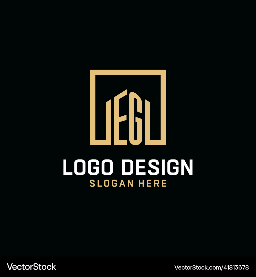 Eg initial monogram logo design with square shape Vector Image