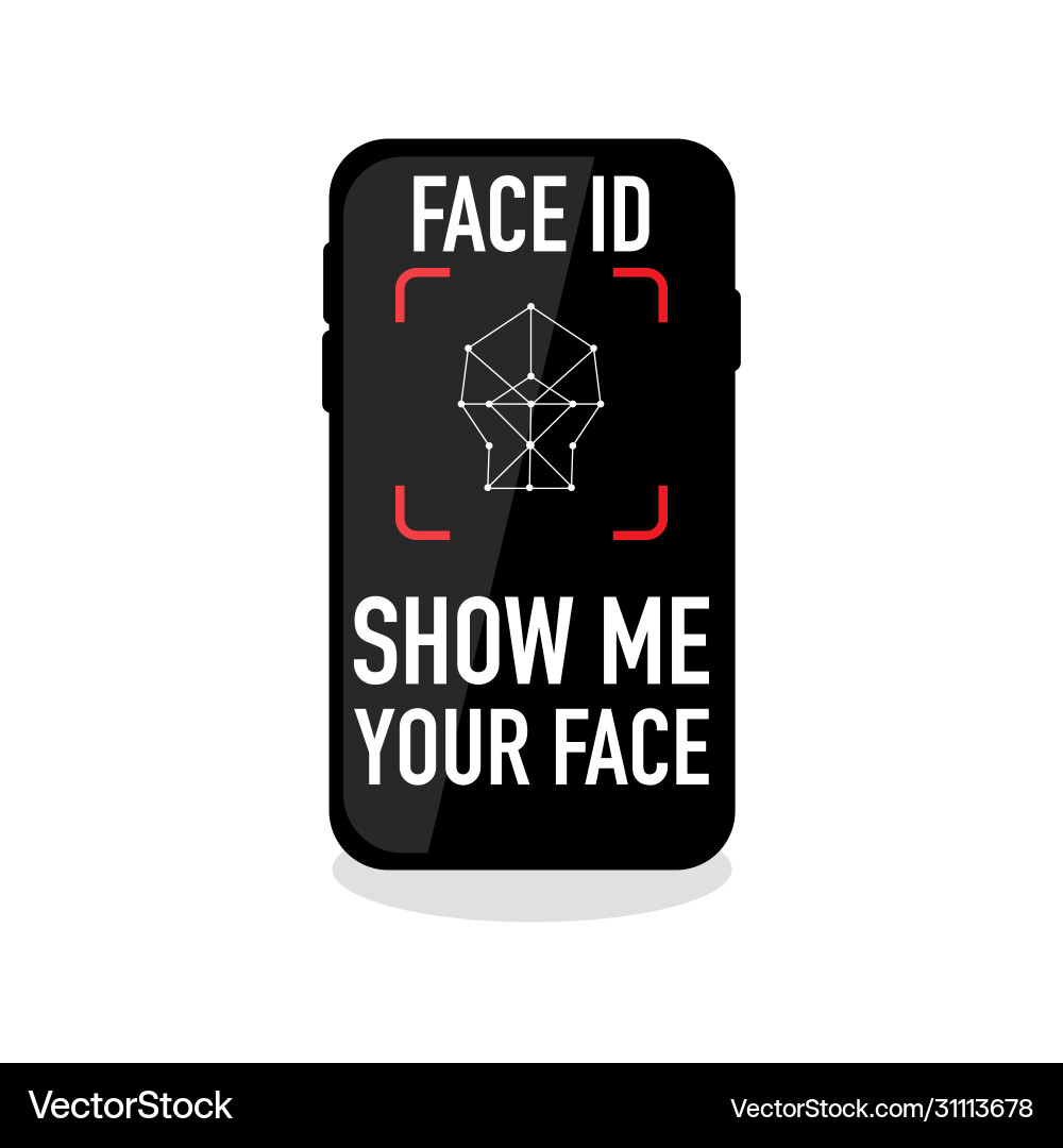 Face id recognition icon on empty background Face id recognition icon on empty background vector image