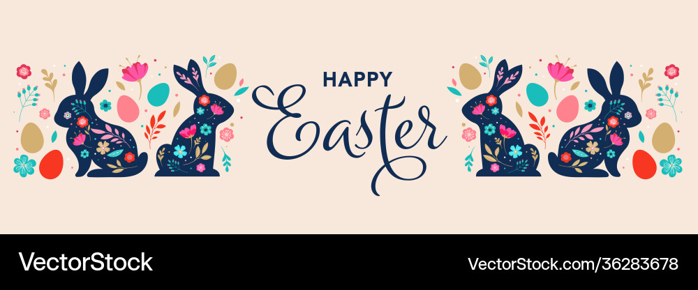 Happy easter decorated card banner Happy easter decorated card banner vector image