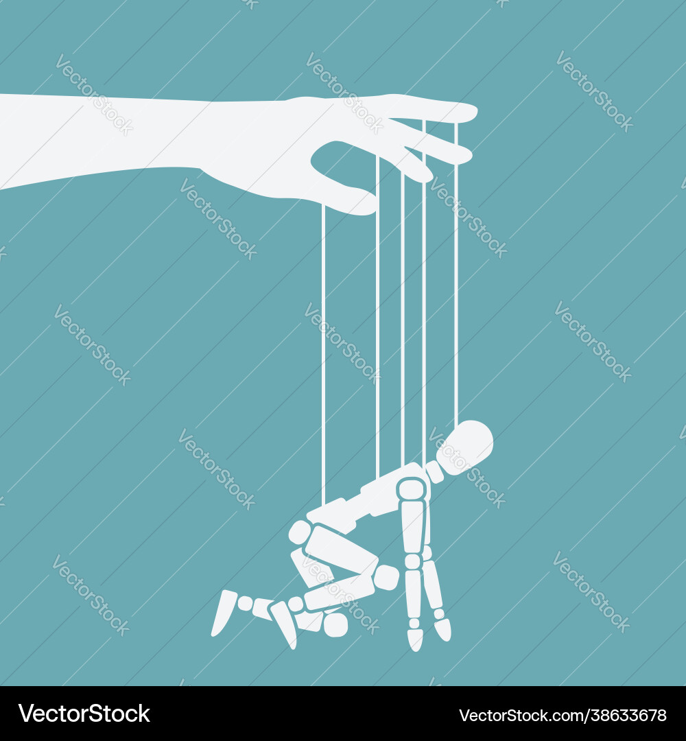 Marionette string puppet in low start position Marionette string puppet in low start position vector image