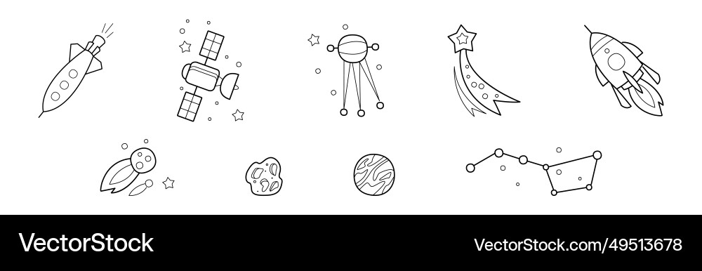 Outer space and universe icon in outline style Outer space and universe icon in outline style vector image