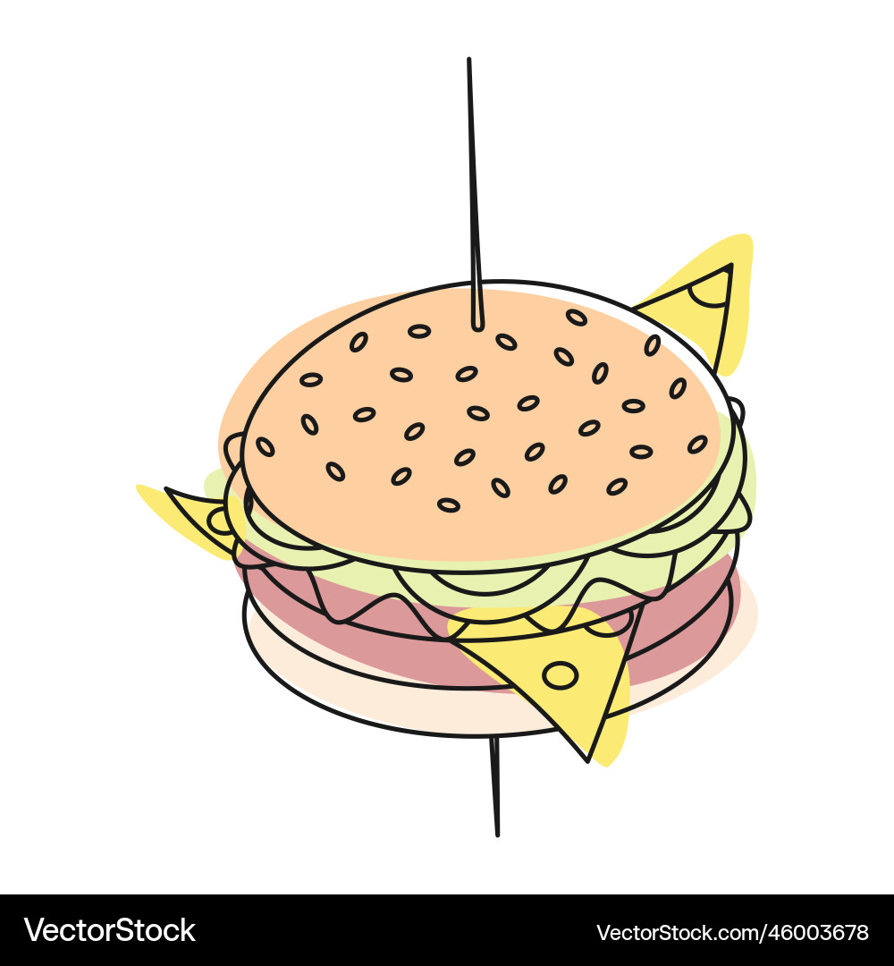 Outline image of a hamburger on skewer Outline image of a hamburger on skewer Vector Image