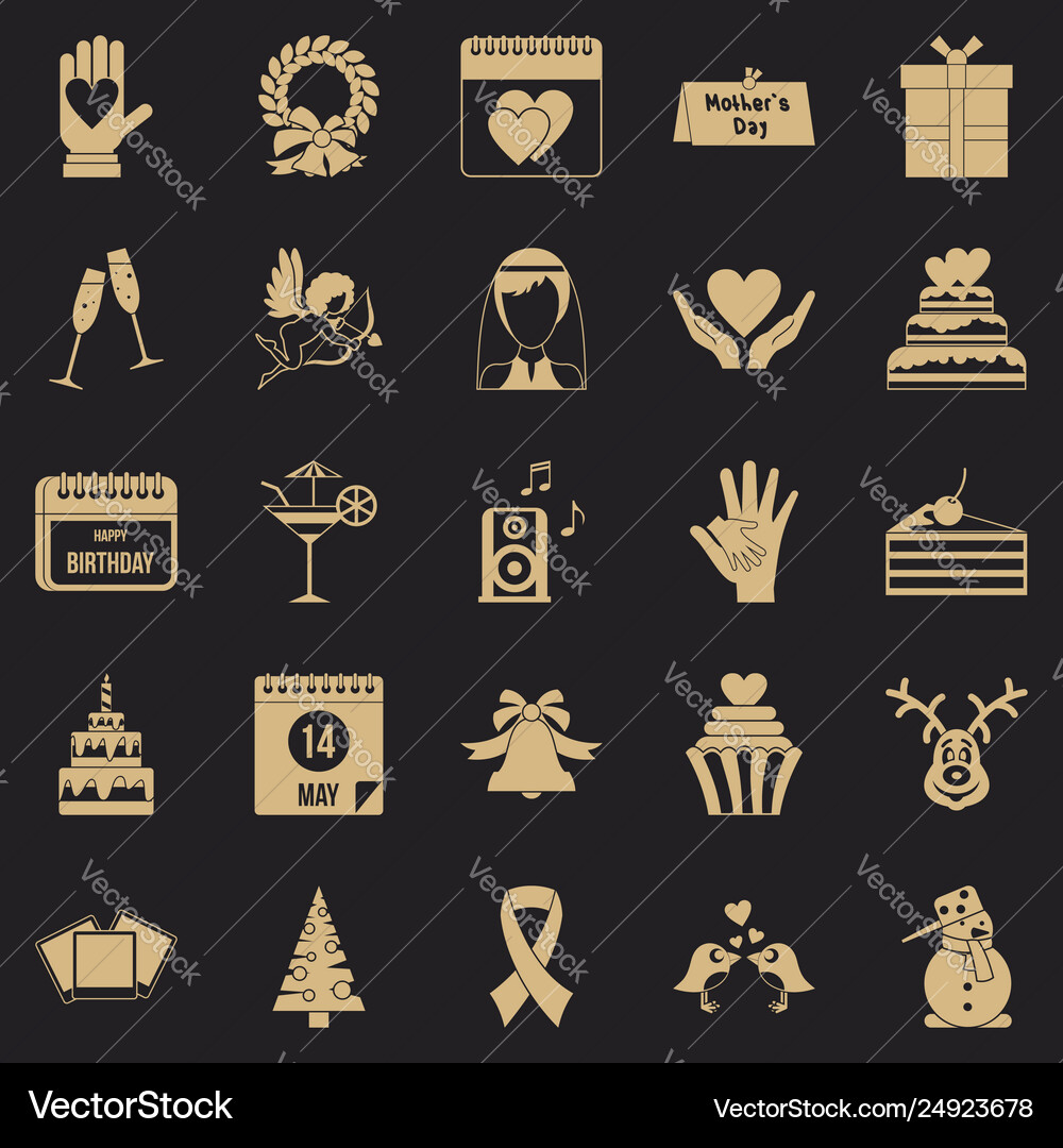 Present icons set simple style Vector Image