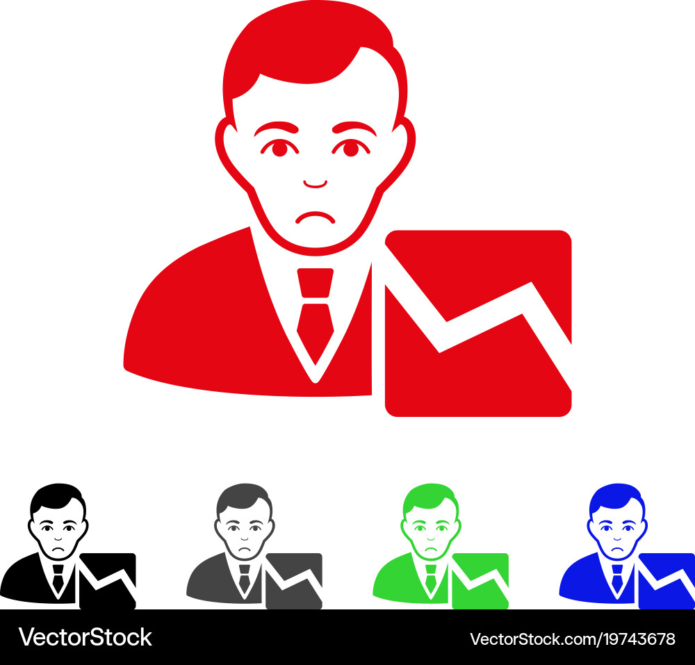 Sad stock trader icon vector image