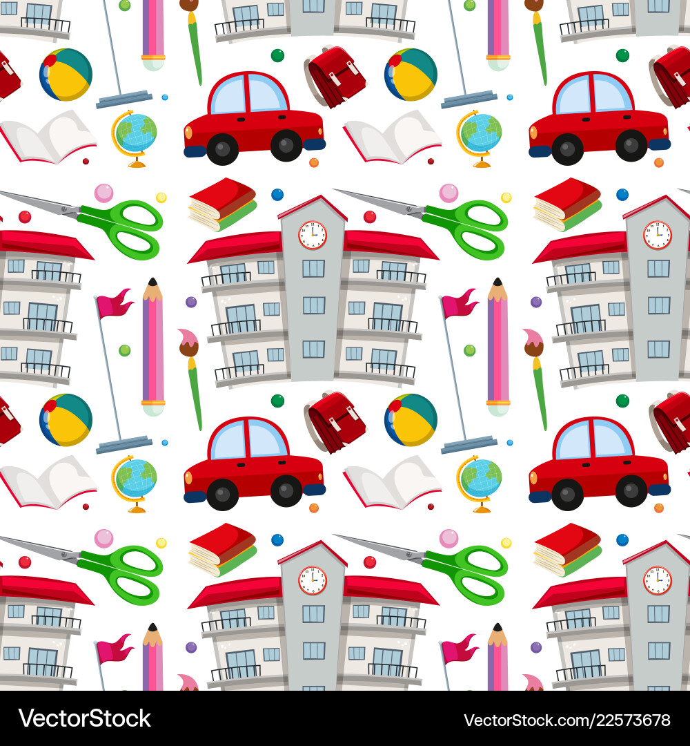 School objects seamless pattern Vector Image