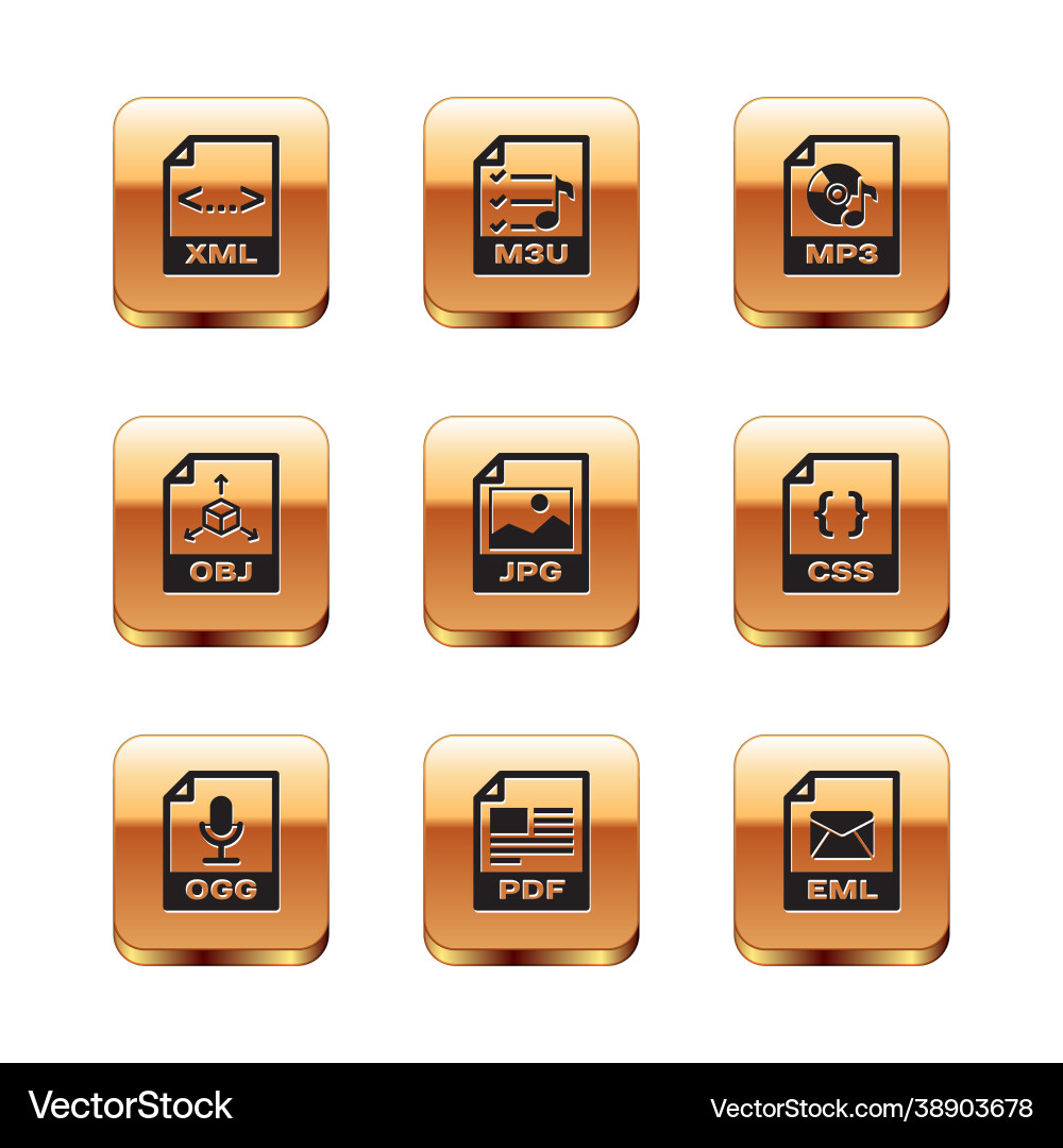 Set xml file document ogg pdf jpg obj and mp3 Set xml file document ogg pdf jpg obj and mp3 vector image