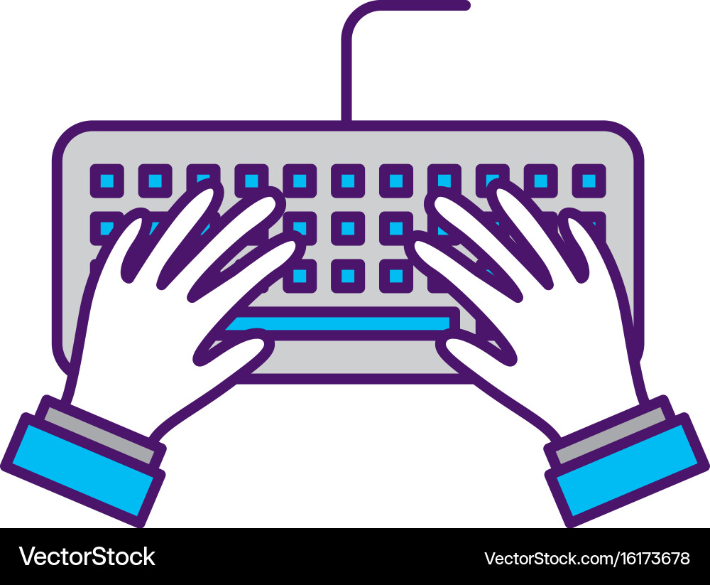 User with computer keyboard isolated icon vector image