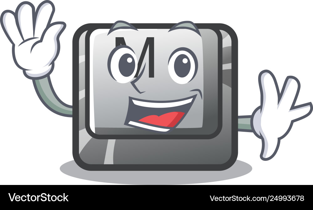 Waving button m in character shape vector image