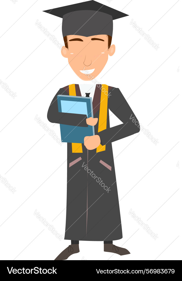 A man in graduation cap holding diploma Vector Image