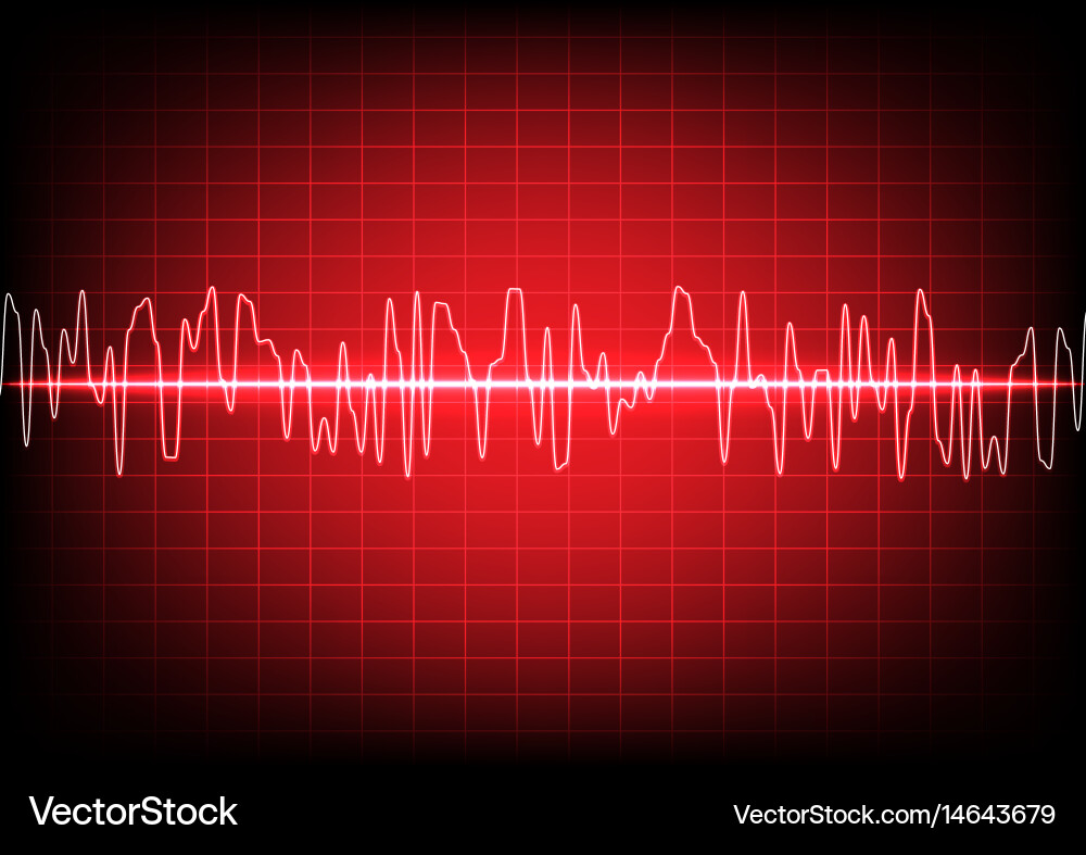 Abstract waves oscillating on red background Vector Image