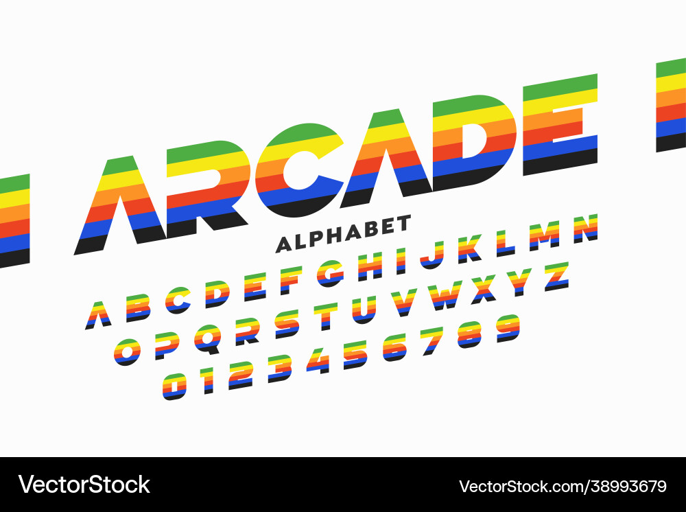 Arcade game retro style font design alphabet vector image
