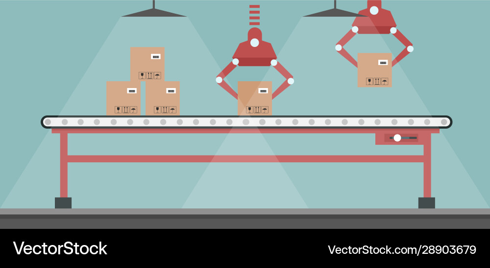 Automated production line conveyor rollers Automated production line conveyor rollers vector image