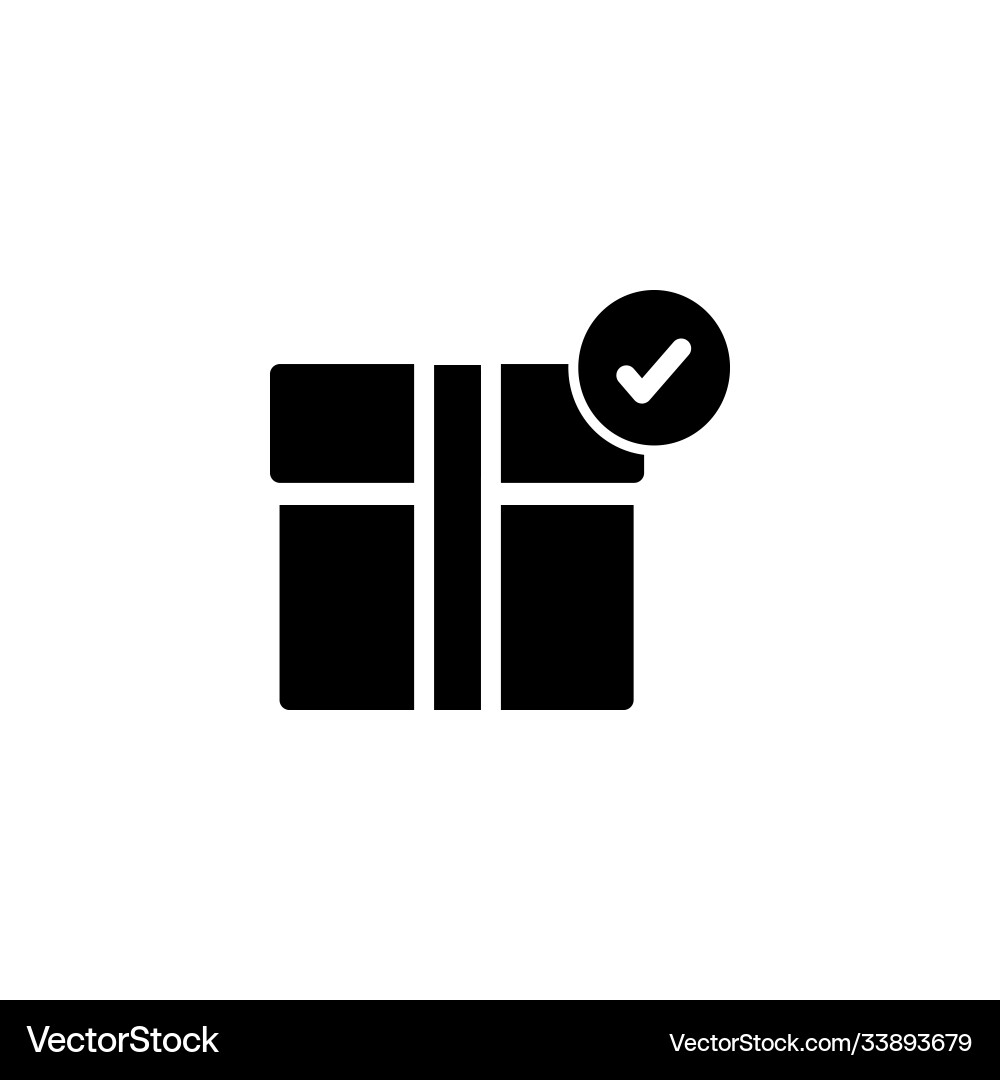 Box package with check mark round icon Vector Image