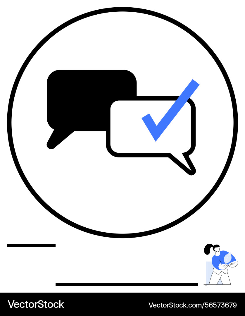Chat bubble communication with approval checkmark Vector Image