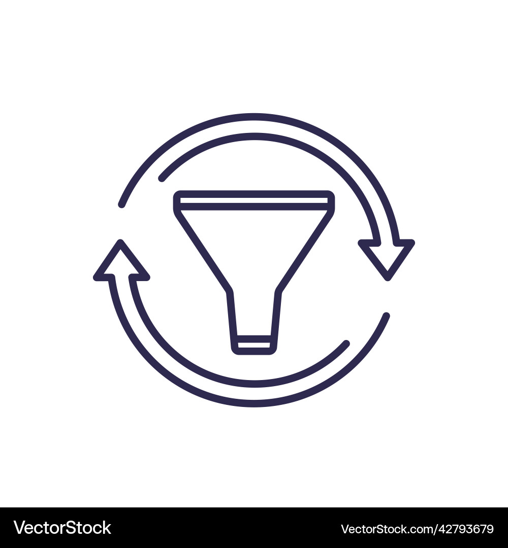 Filtering process line icon with arrows Vector Image