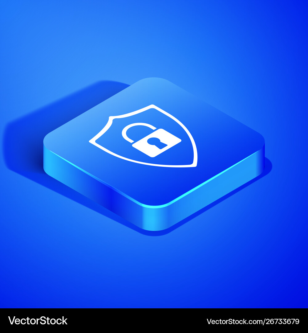 Isometric shield security with lock icon isolated Isometric shield security with lock icon isolated vector image