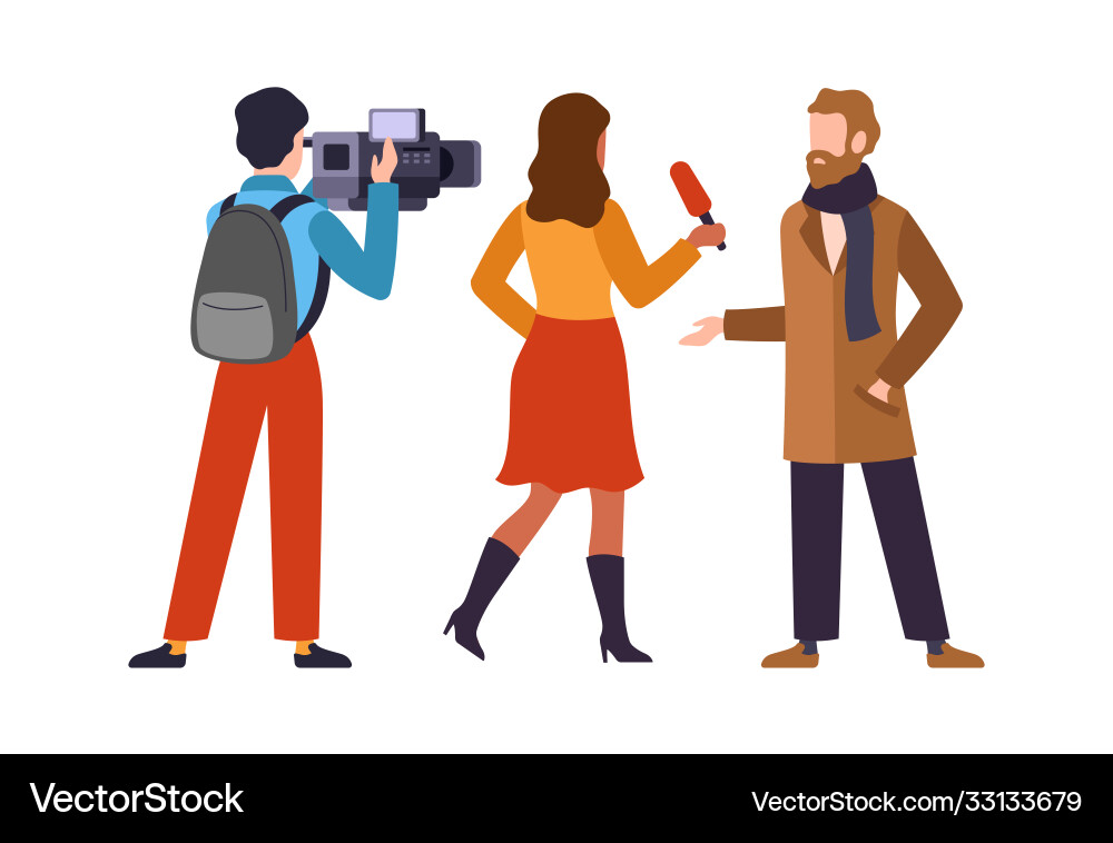 Journalist interviews celebrity newscaster Journalist interviews celebrity newscaster vector image