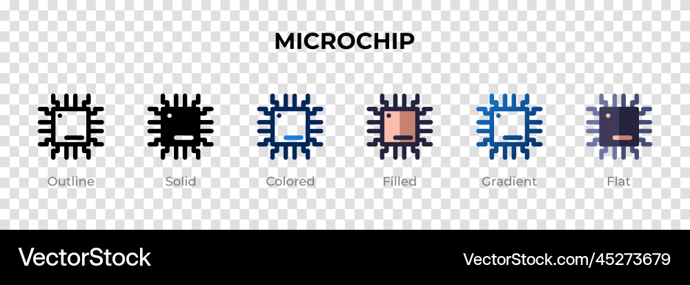 Microchip icon in different style icons Microchip icon in different style icons vector image