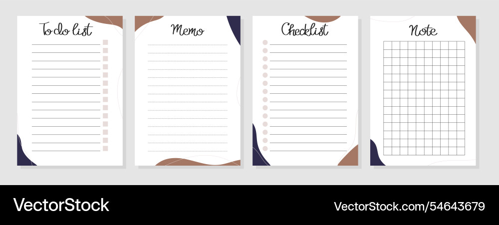 Mocha mousse set of to do list note memo Vector Image