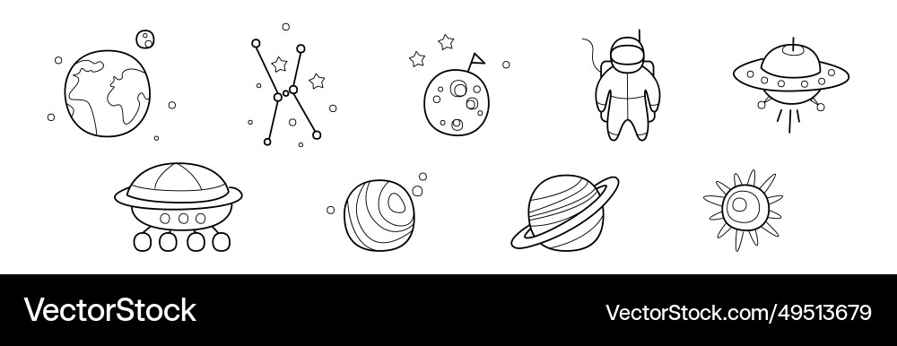 Outer space and universe icon in outline style Outer space and universe icon in outline style vector image