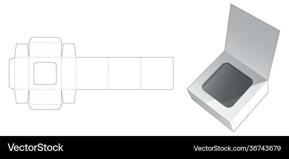 Rectangular flip box with hidden window die cut Rectangular flip box with hidden window die cut vector image
