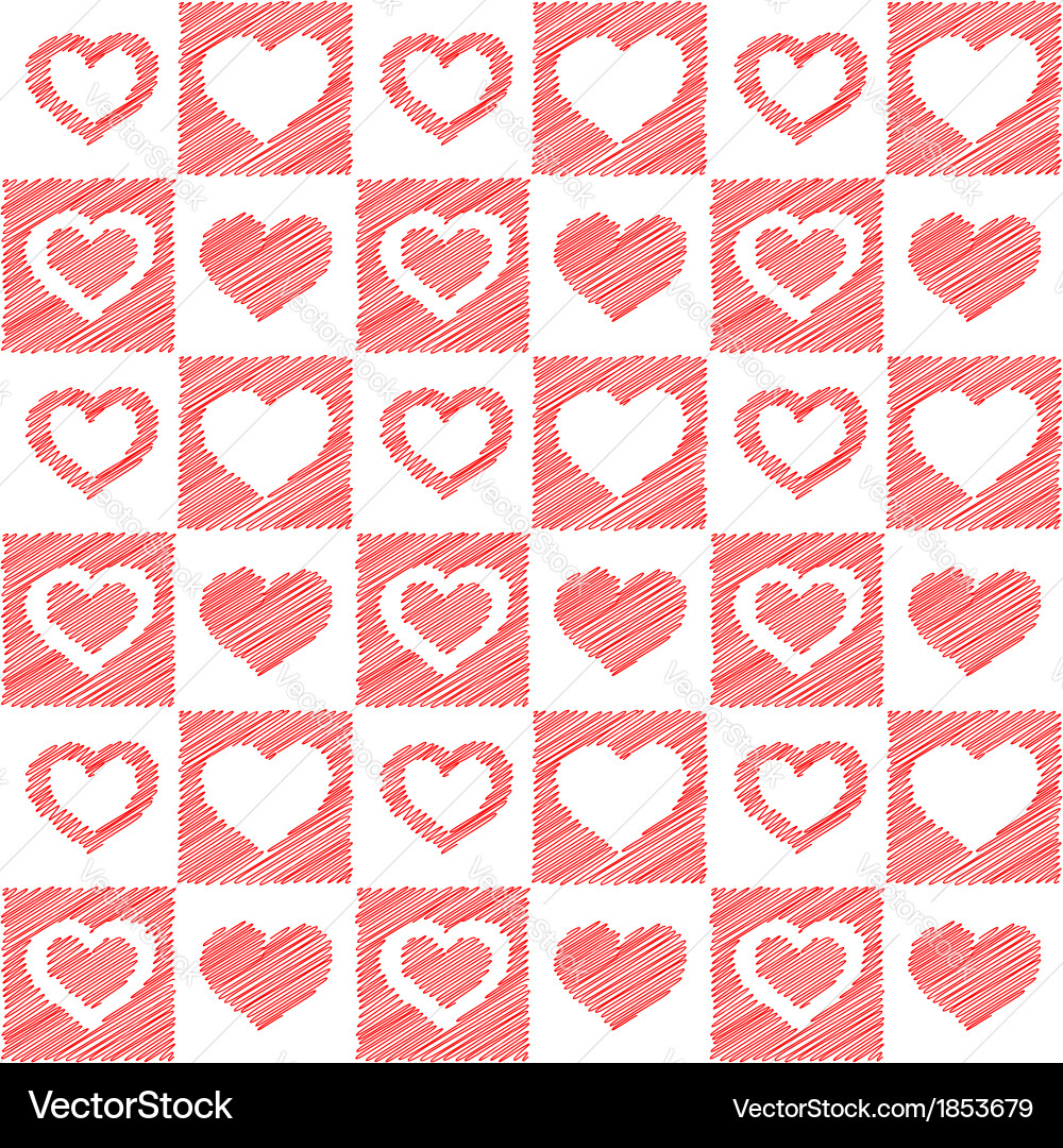 Red Heart Sketch Pattern vector image