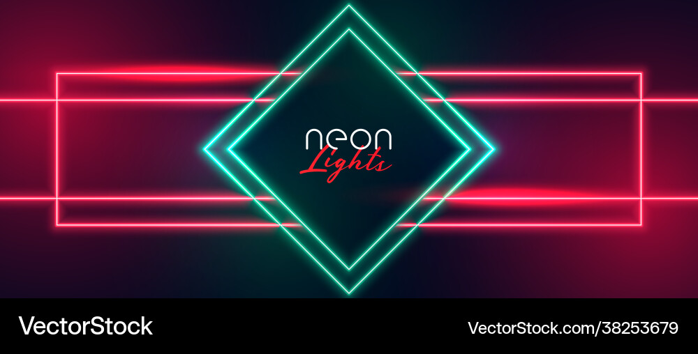 Red neon light diamond frame banner Vector Image