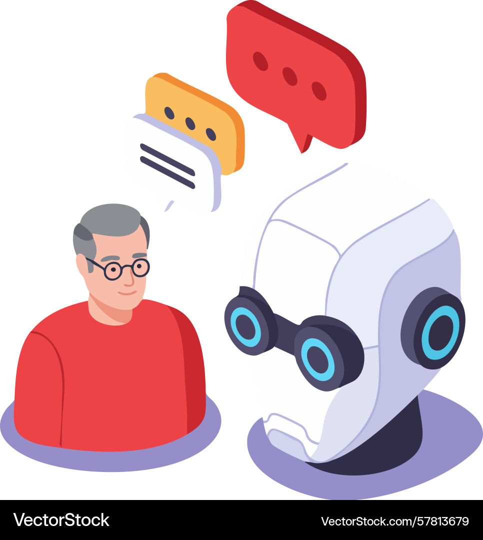 Robot artificial intelligence communication Robot artificial intelligence communication vector image