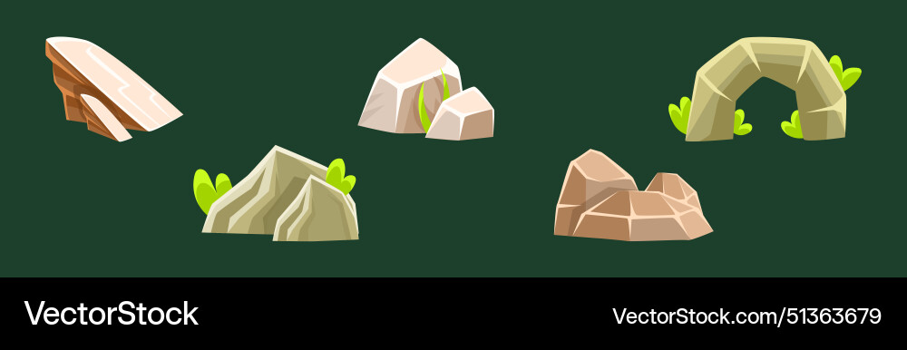 Rock and mountain rough terrain game element Vector Image
