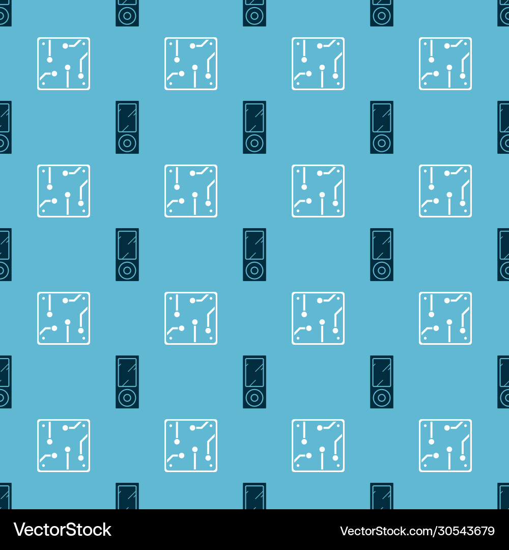 Set music player and processor on seamless pattern Set music player and processor on seamless pattern vector image