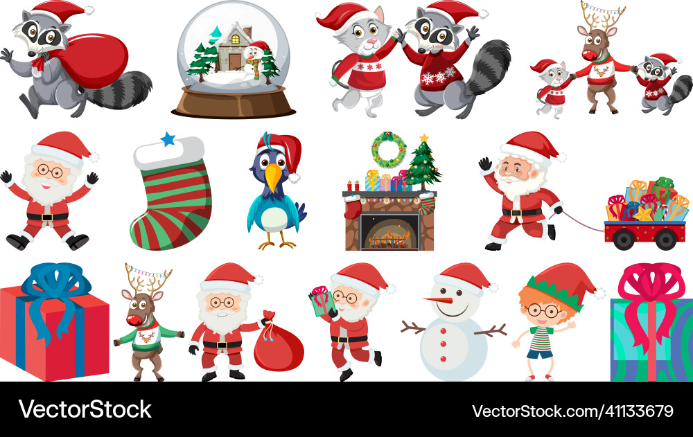 Set of isolated objects christmas theme Set of isolated objects christmas theme vector image