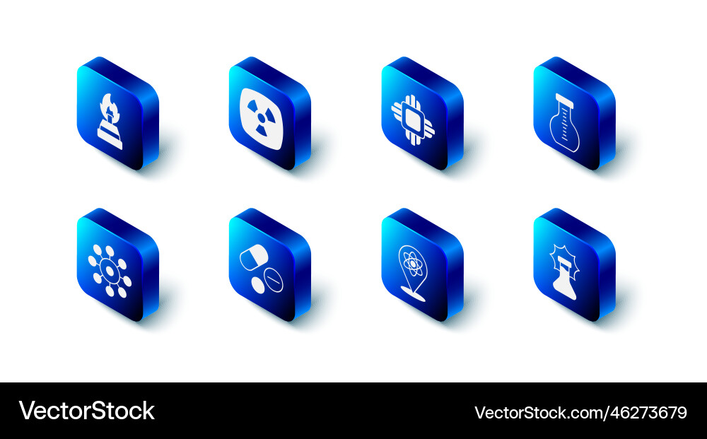 Set radioactive processor cpu test tube Set radioactive processor cpu test tube vector image