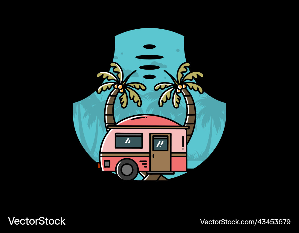 Teardrop camper and coconut tree design Vector Image