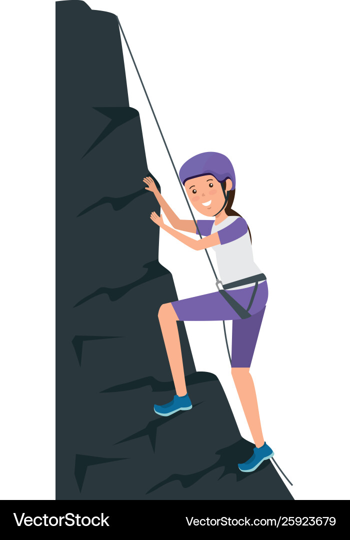 Woman climbing with rope character Vector Image