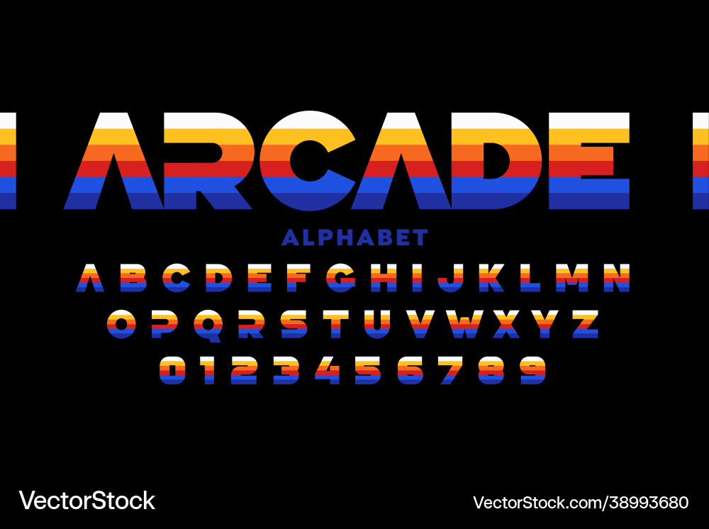 Arcade game retro style font design alphabet Vector Image