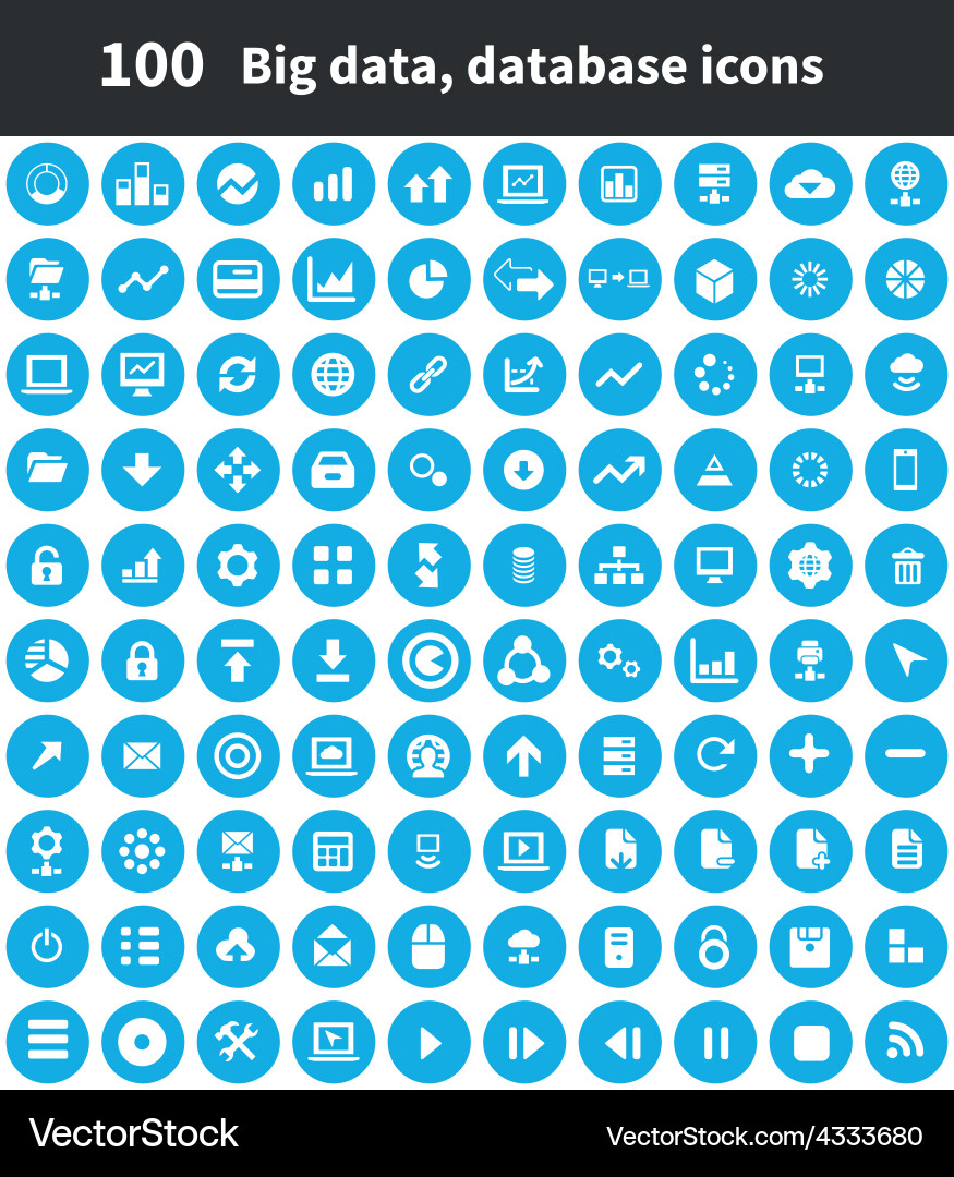 Big Data Database Icons Set Vector Image