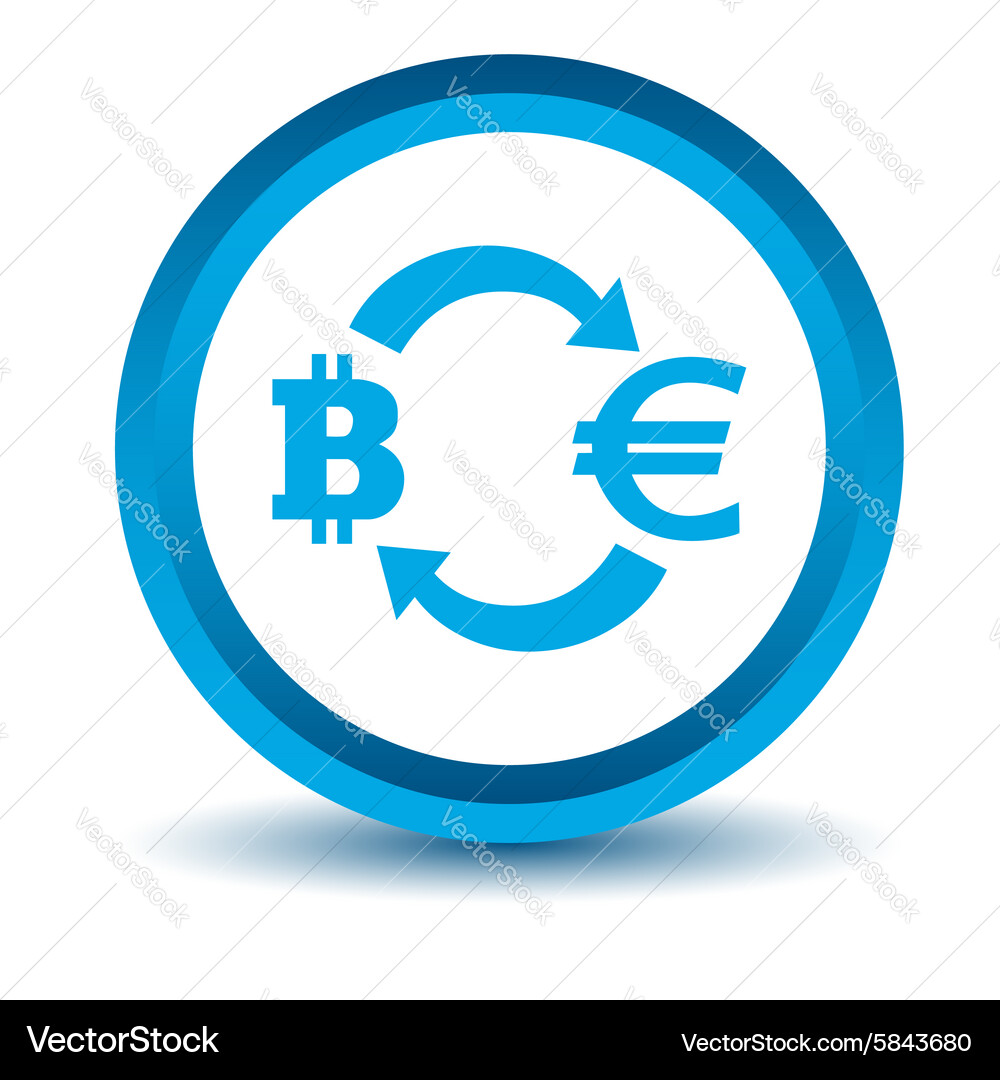 Bitcoin-euro exchange icon blue 3d – Royalty-Free Vector | VectorStock