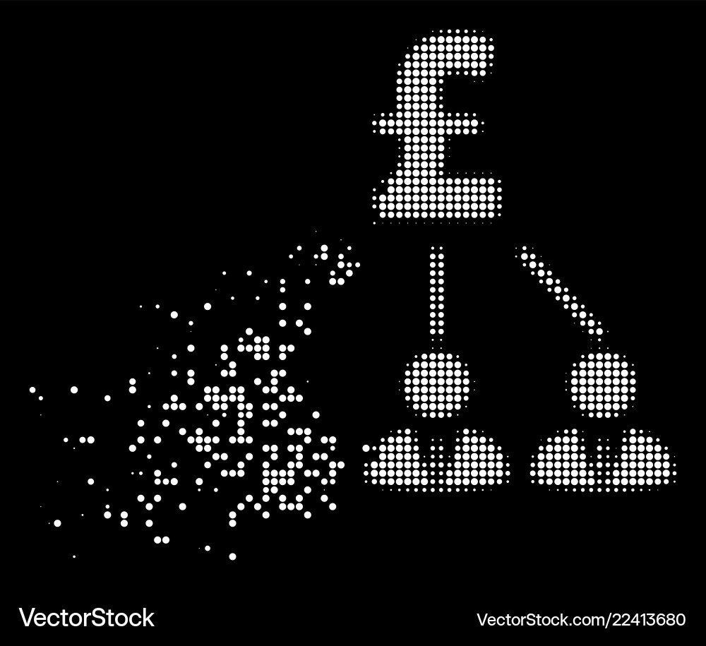 Bright damaged dotted halftone pound shareholders Bright damaged dotted halftone pound shareholders vector image