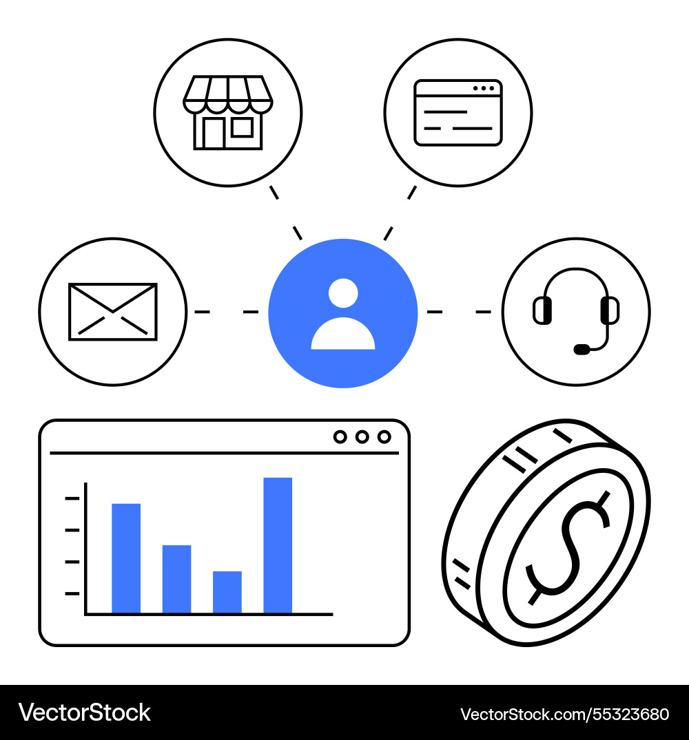 Centralized user hub with digital communication Centralized user hub with digital communication vector image
