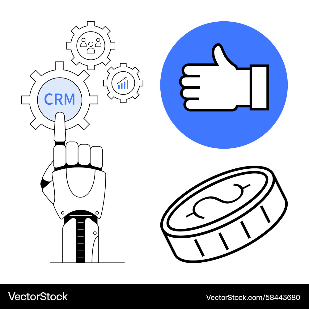 CRM Automation with Robotic Hand Vector Image