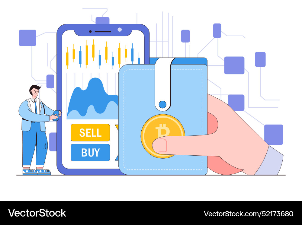 Cryptocurrency and blockchain technology concept vector image