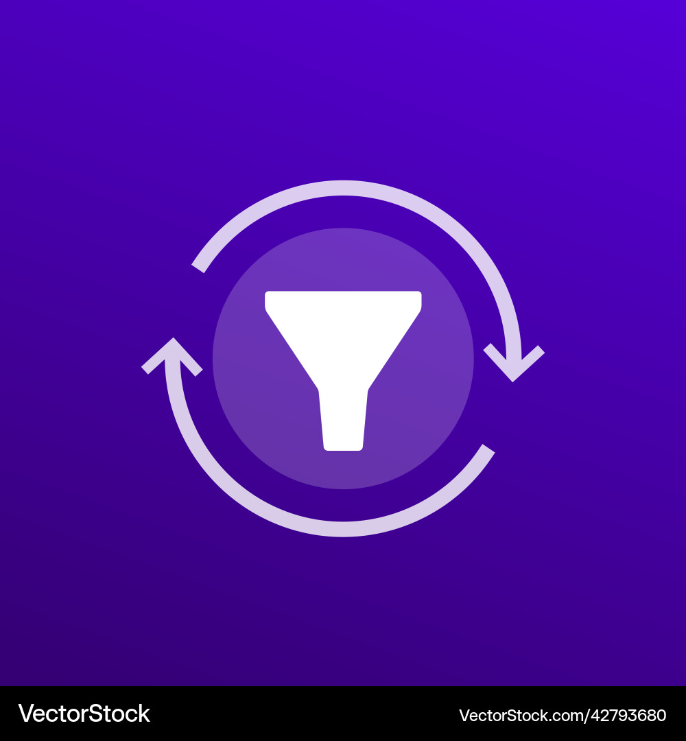Filtering process icon with arrows Vector Image