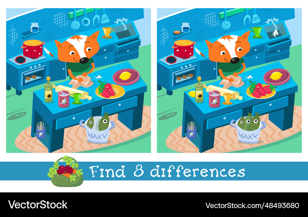 Find 8 Hidden Differences Educational Game Vector Image Find 8 Hidden Differences Educational Game Vector Image