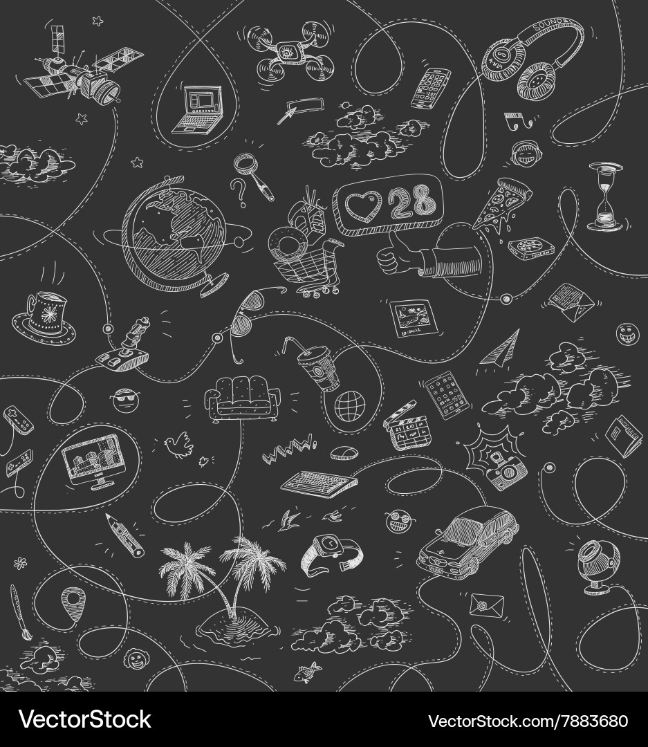 Set doodle elements of online networking Vector Image