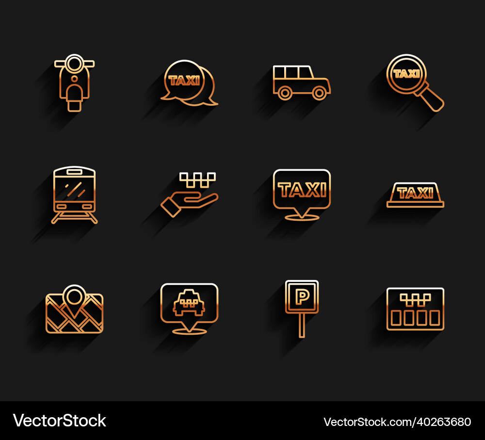 Set line gps device with map location taxi Set line gps device with map location taxi vector image