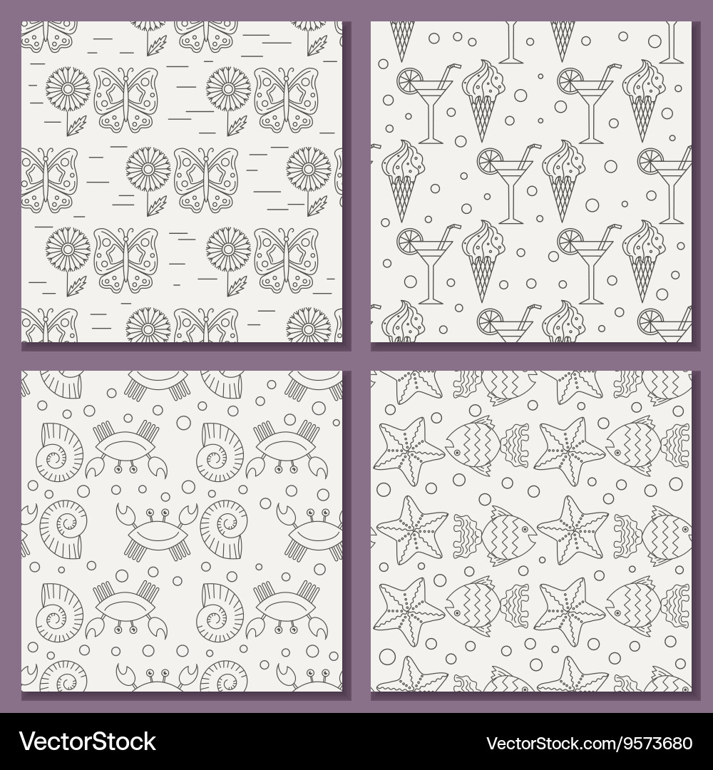 Set of seamless patterns for the summer vector image