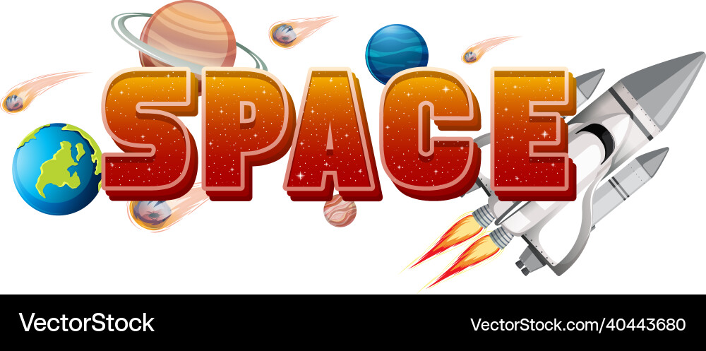 Space word log design with spaceship Space word log design with spaceship vector image