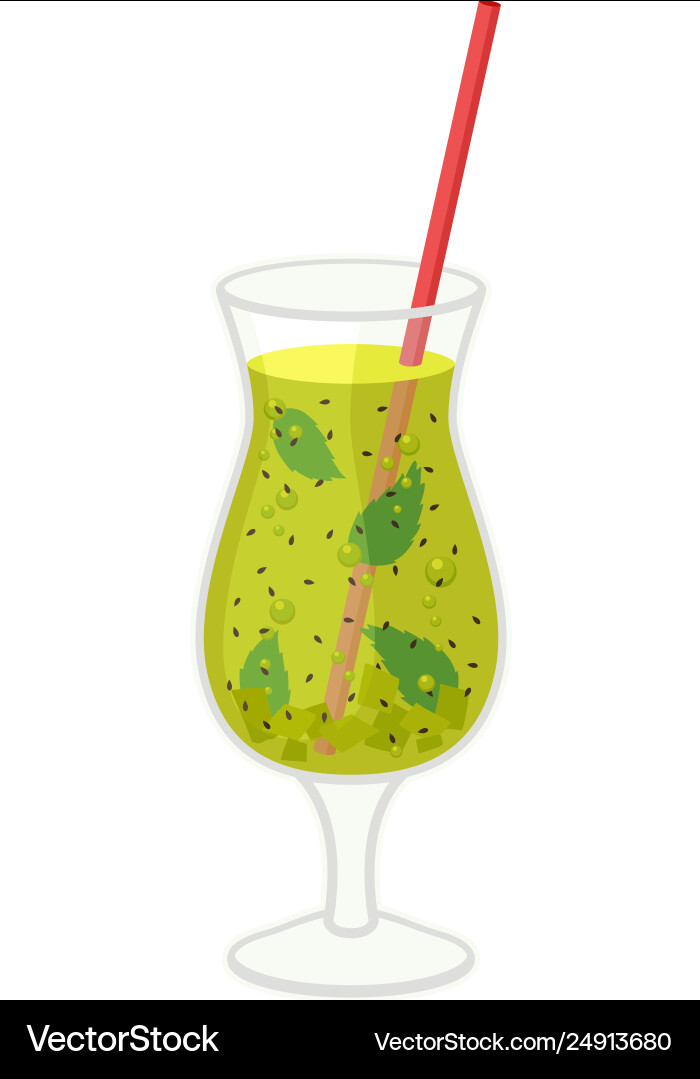 Tropical cocktail with straw on white background Tropical cocktail with straw on white background vector image