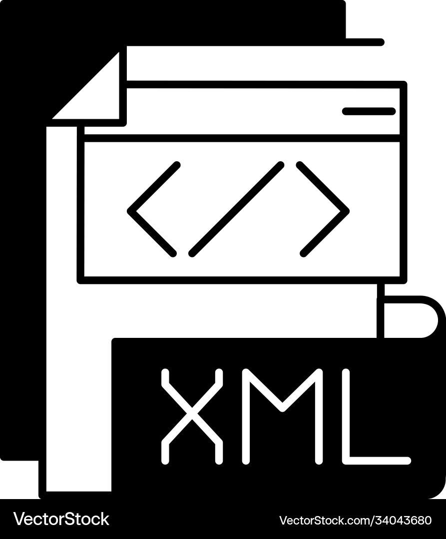 Xml file black linear icon Xml file black linear icon vector image